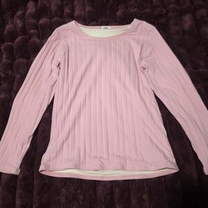 Simhao Pink Ribbed Long Sleeve Top